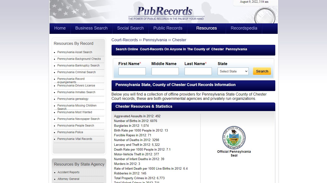 Chester County, Pennsylvania Court Records