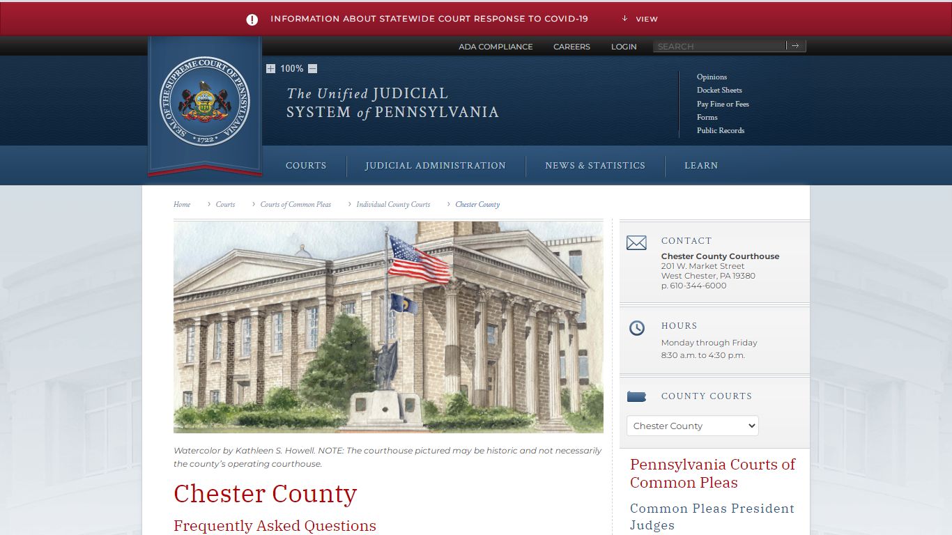 Chester County | Individual County Courts | Courts of ...